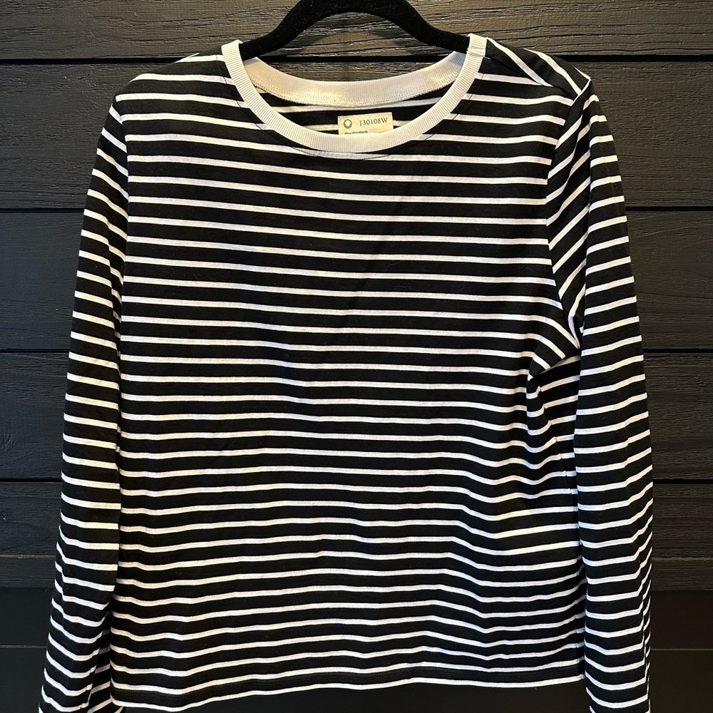 Fordays Black and White Striped Long Sleeve Top